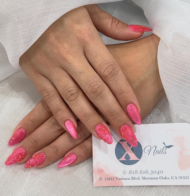 Glossy gel manicure on natural nails